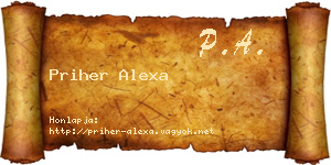 Priher Alexa névjegykártya